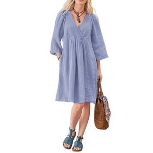 Sundance Linen Knee Length Dress size S Blue